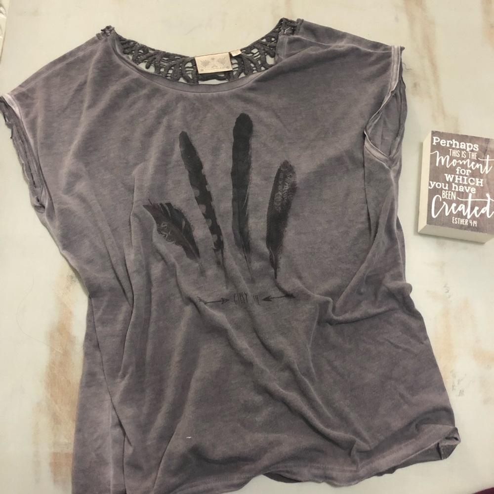Grunge feather shirt